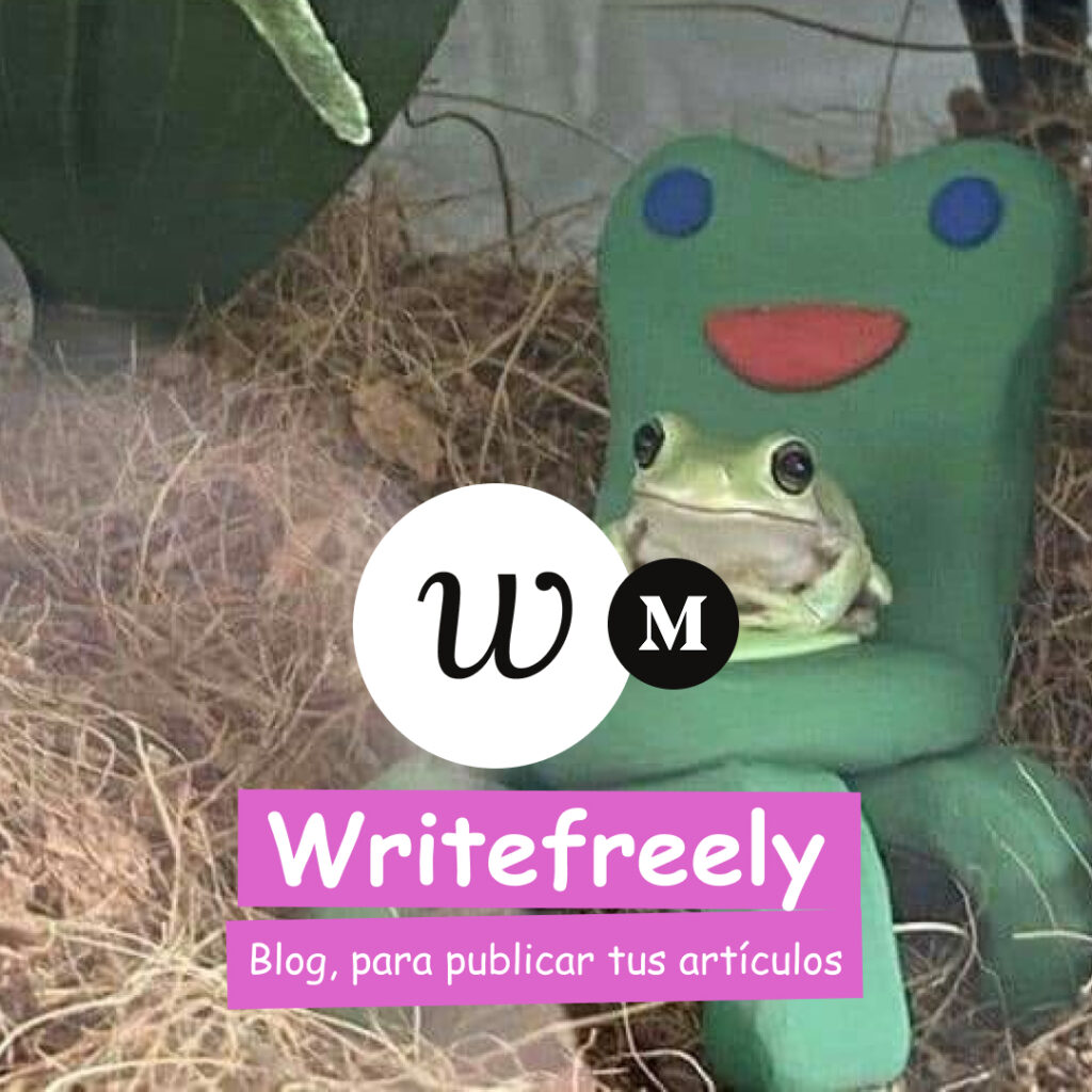 Banner con una rana de fondo, tiene el logo de Writefreely y dice que es un blog para publicar artículos