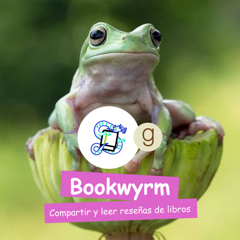 Banner con una rana de fondo, tiene el logo de Bookwyrm y dice que sirve para compartir y leer reseñas de libros